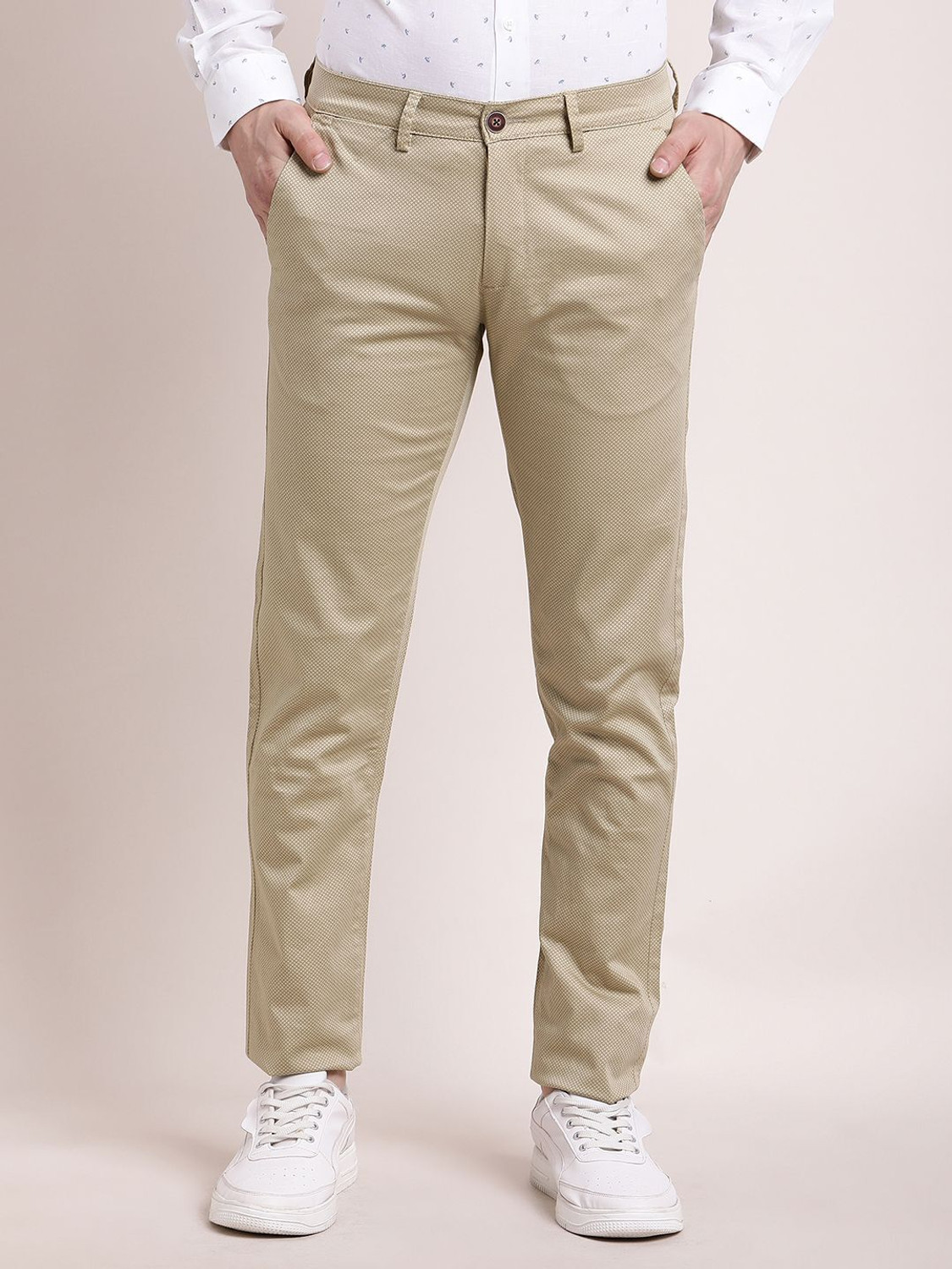 Image of TURTLE Tapered Men Beige Trousers