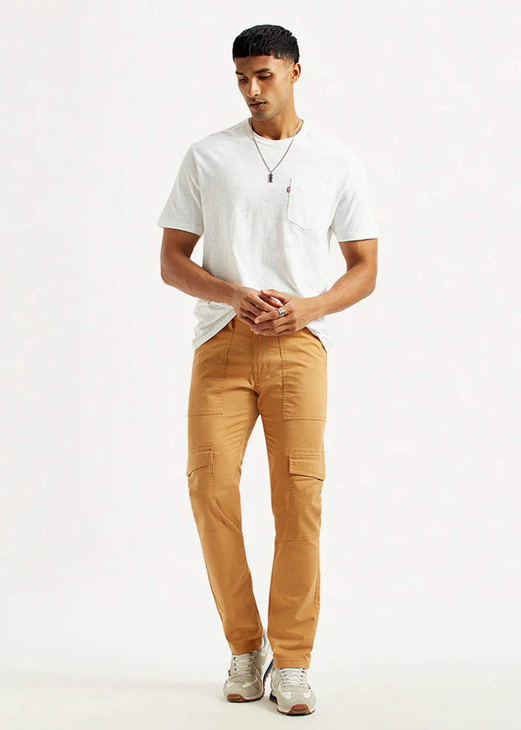 Image of LEVI'S 511 Men Slim Fit Brown Pure Cotton Trousers
