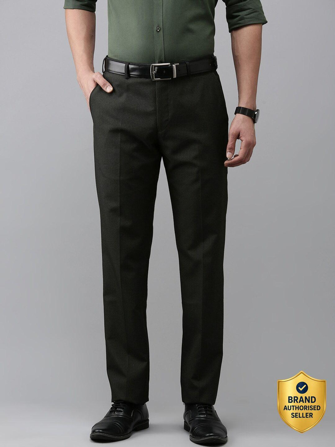 Image of PARK AVENUE Regular Fit Men Grey Trousers