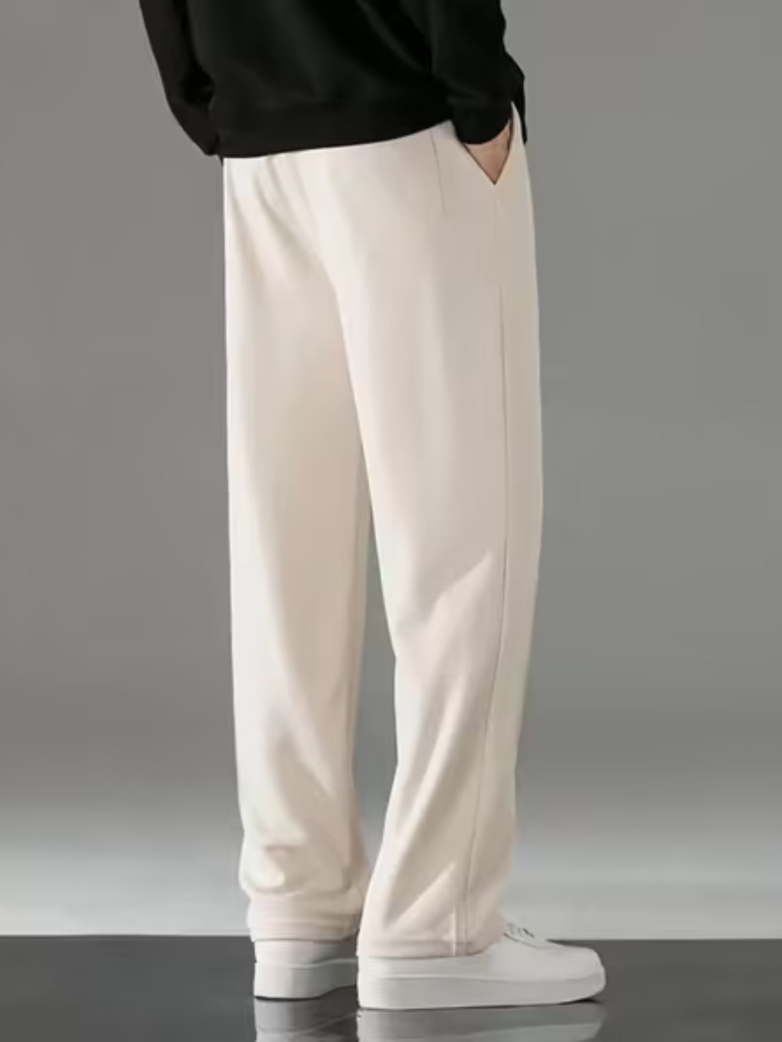 Image of SAVAYO Loose Fit Men Cream Trousers