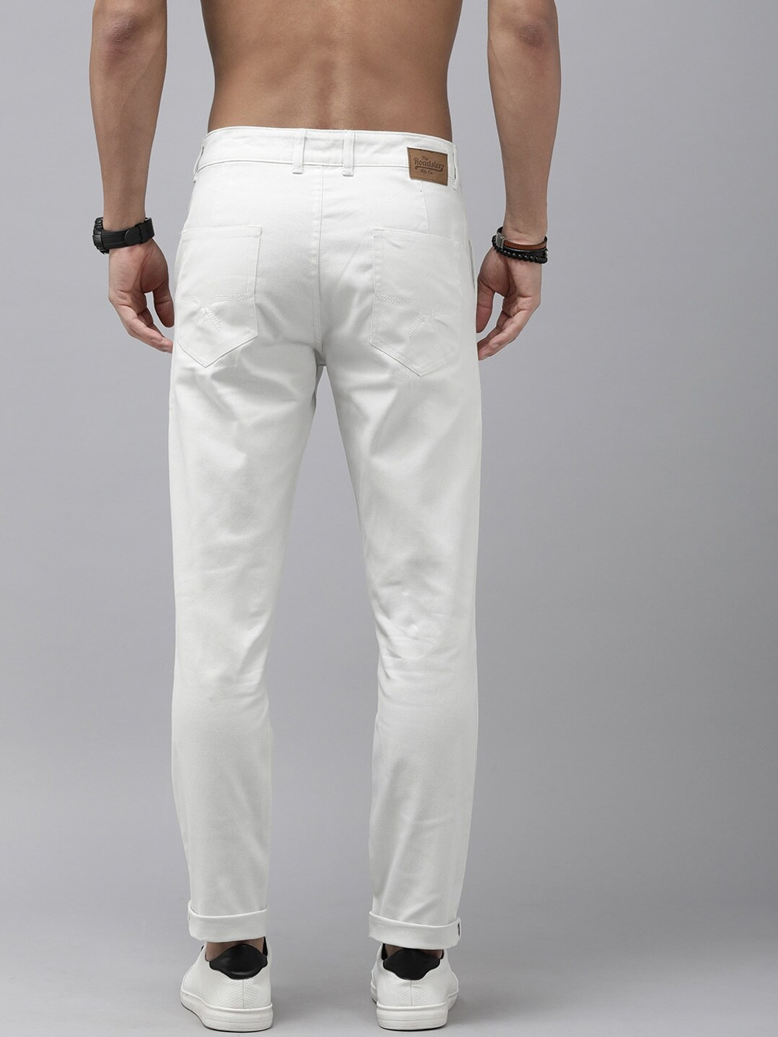 Image of Roadster Regular Fit Men White Trousers