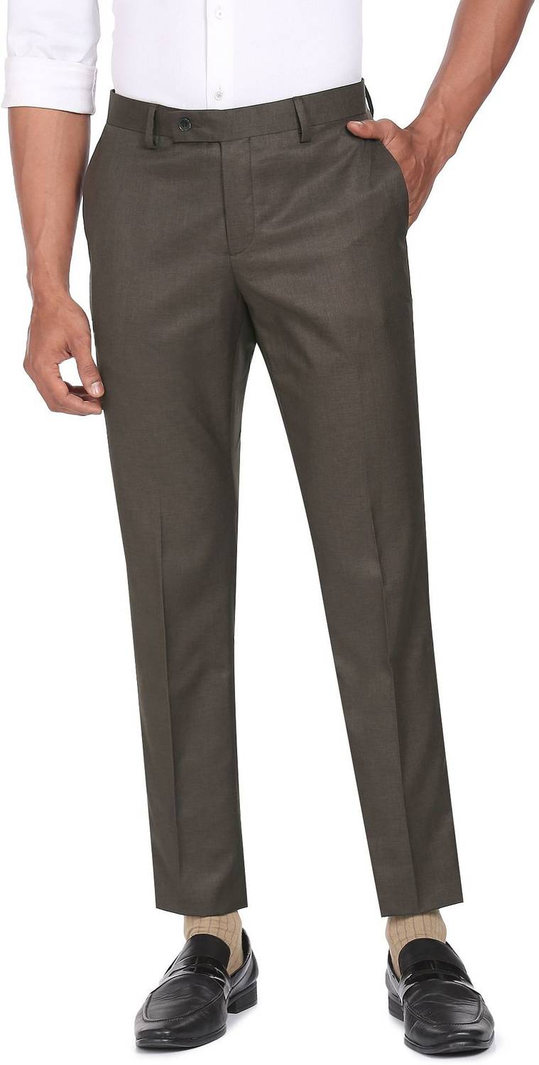 ARROW Regular Fit Men Brown Trousers
