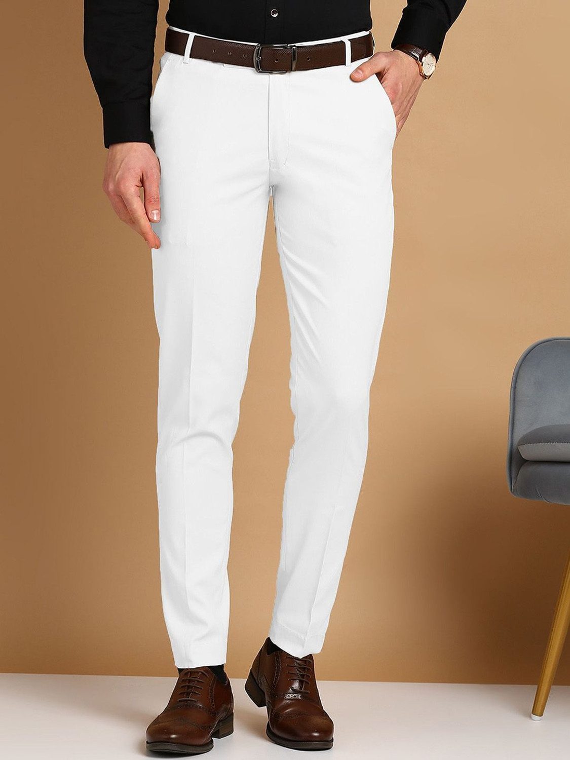 Image of CrayLyf Clothing Co. Regular Fit Men White Trousers