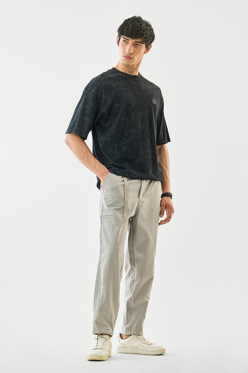 Image of Snitch Slim Fit Men Beige Trousers