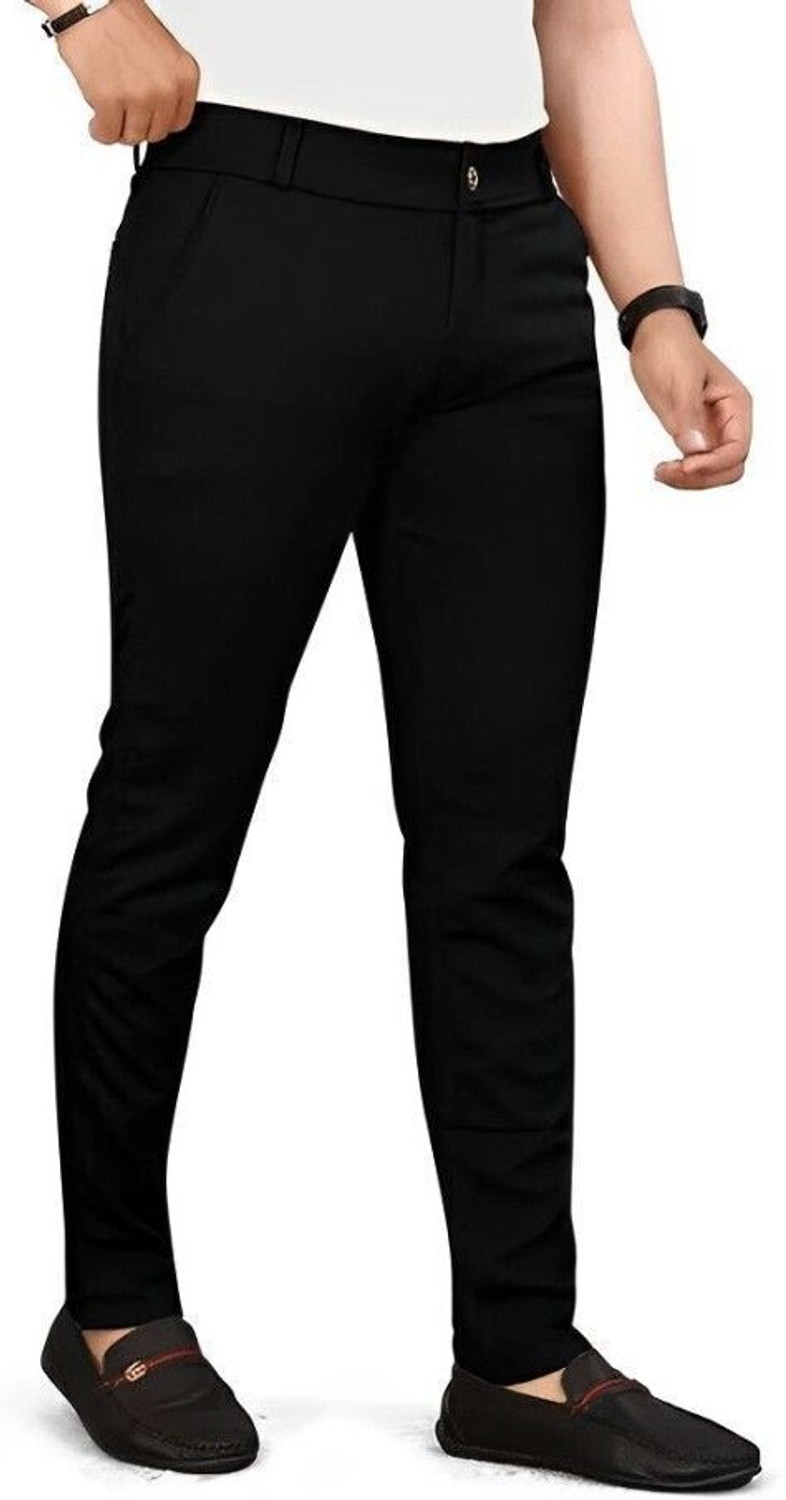 Image of SOUNDRYAFABRIC Regular Fit Men Black Trousers