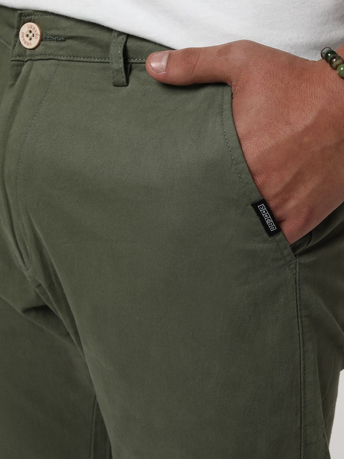 Image of Urbano Fashion Straight Fit Men Green Trousers