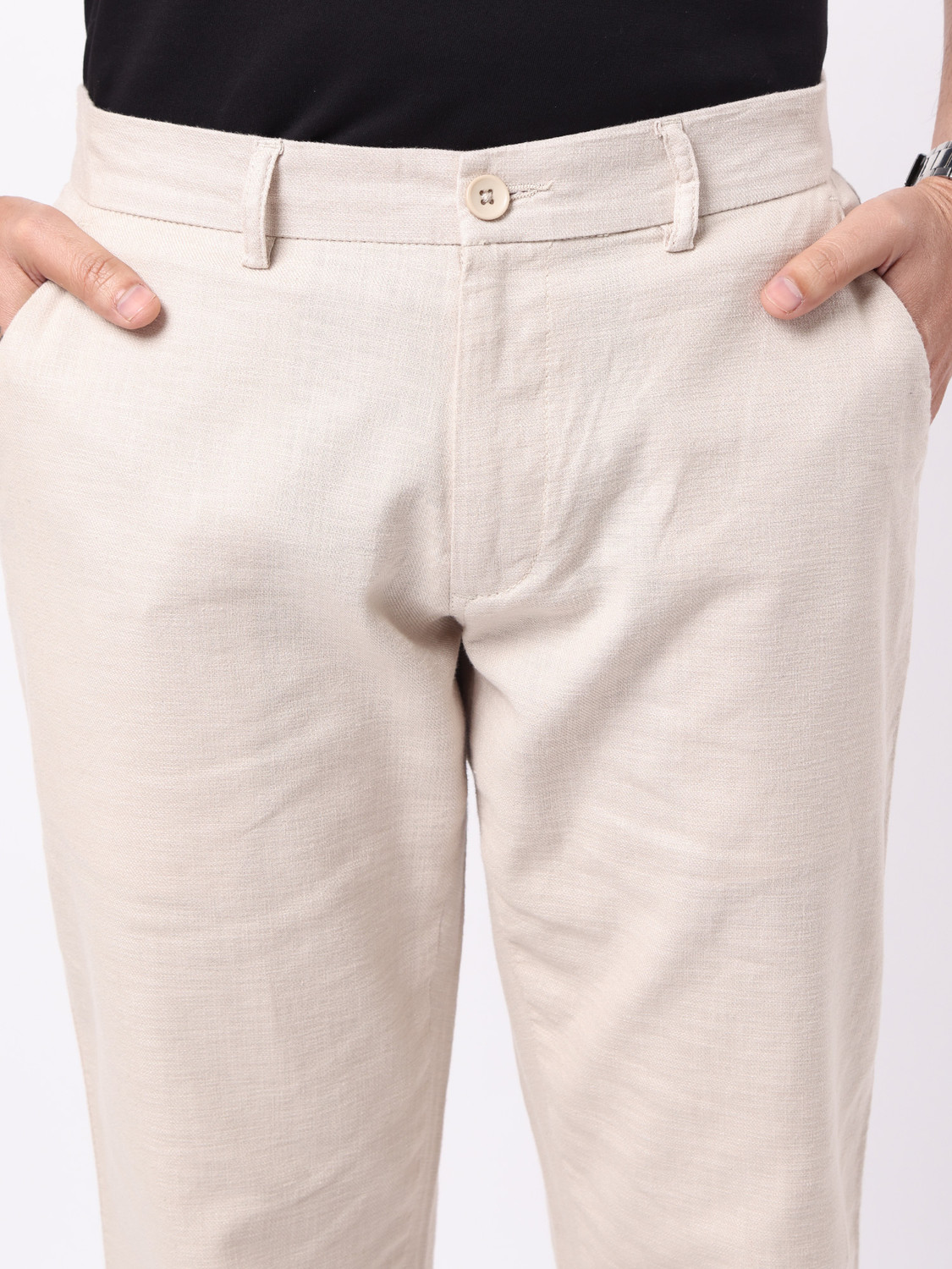 Image of MANIAC Comfort Fit Men Beige Trousers