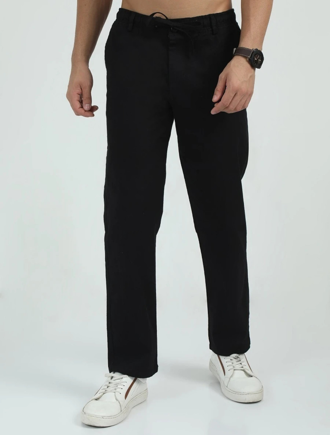 Image of Bellaciao Clothings Co Relaxed Men Black Trousers
