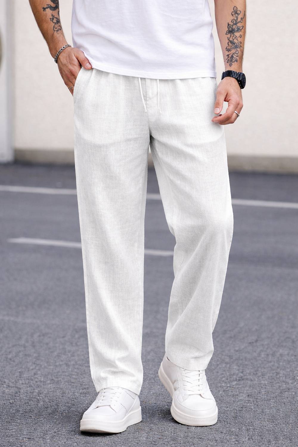 MOTREX Slim Fit Men White Trousers - Image 4