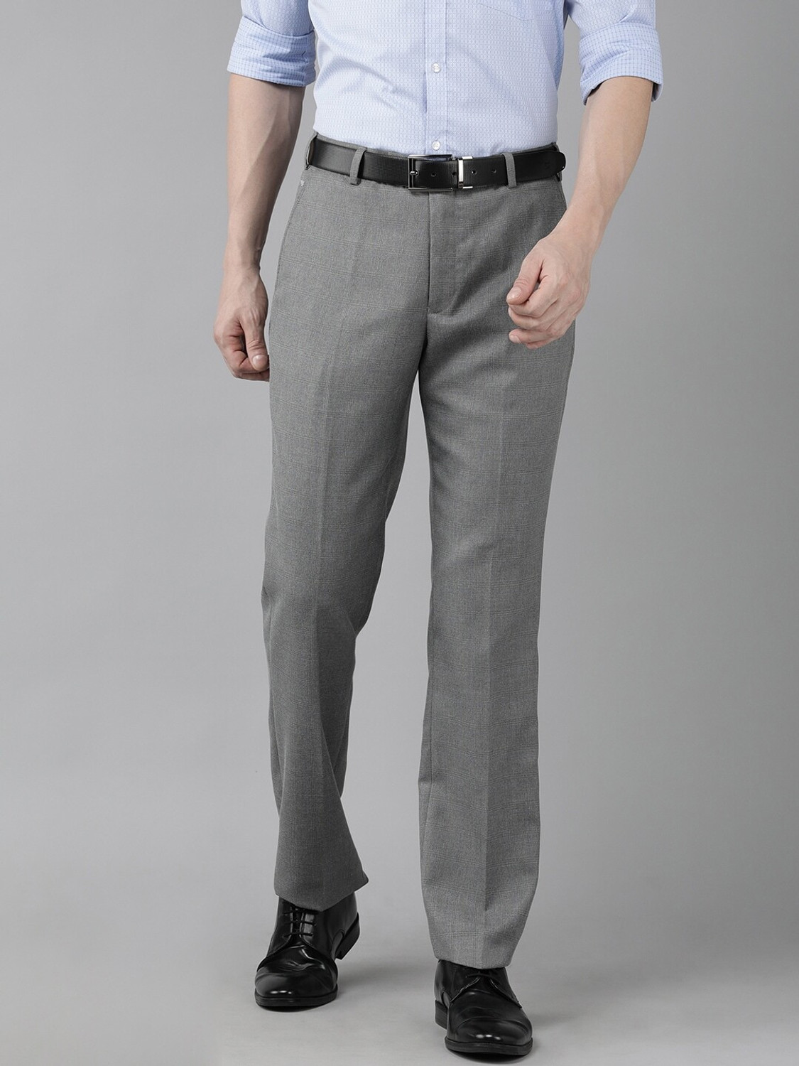 Image of PARK AVENUE Regular Fit Men Grey Trousers
