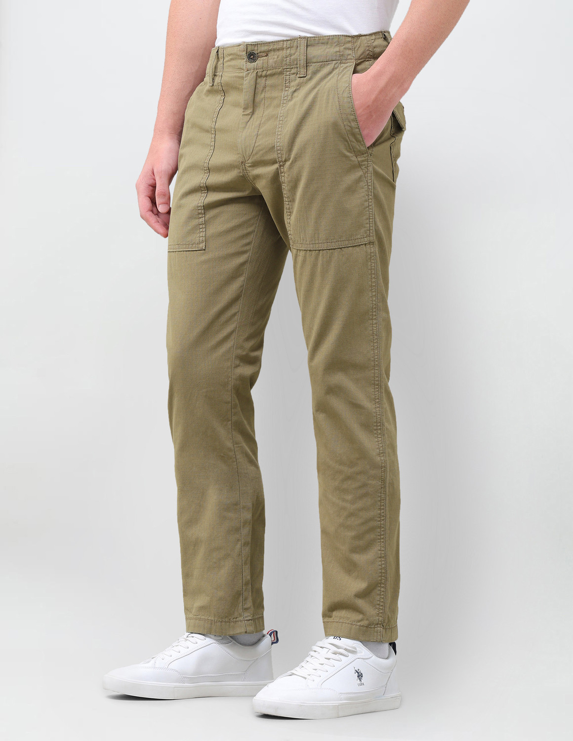 Image of U.S. Polo Assn. Denim Co. Straight Fit Men Green Trousers