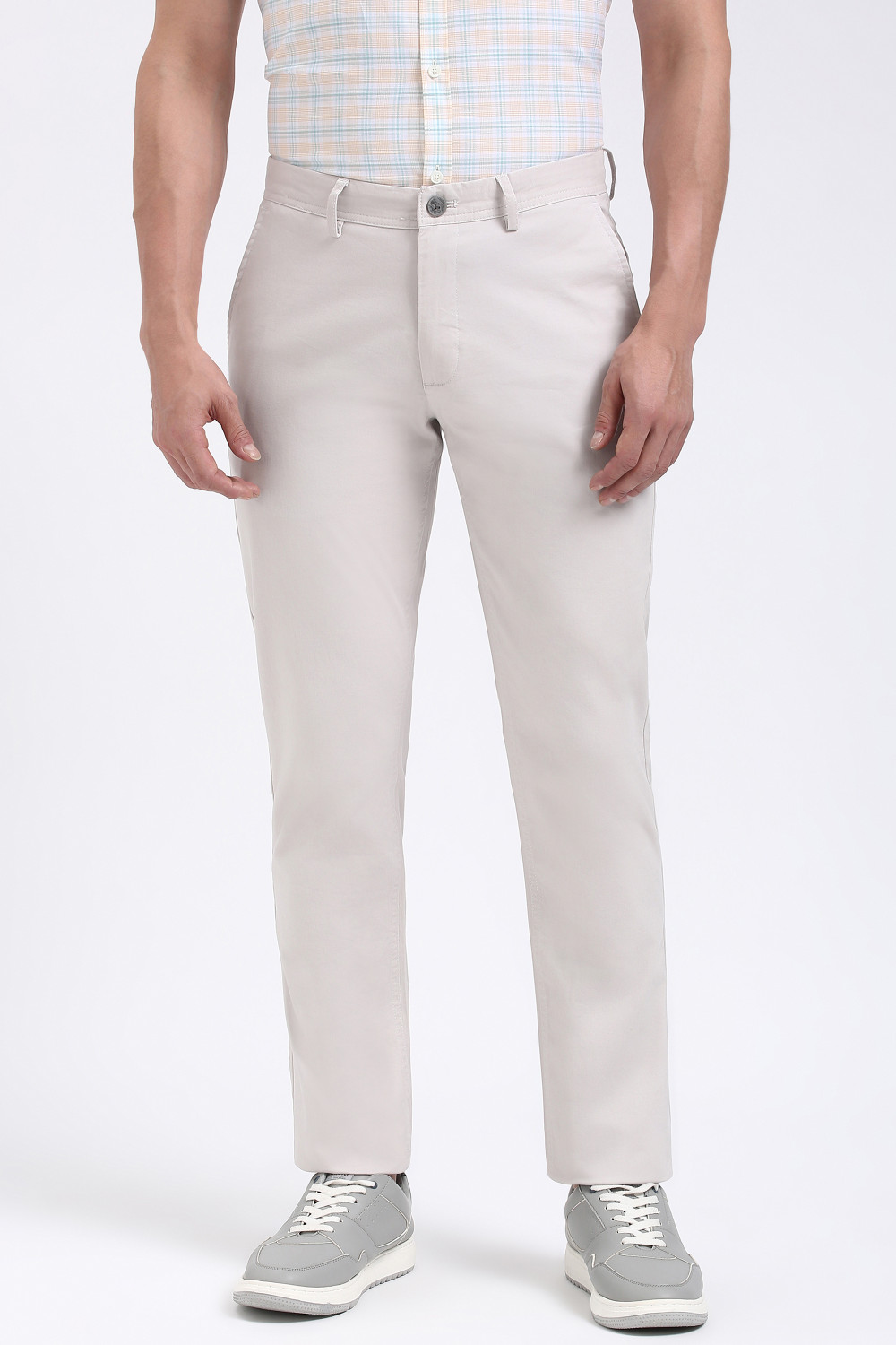 Image of PETER ENGLAND Slim Fit Men Grey Trousers