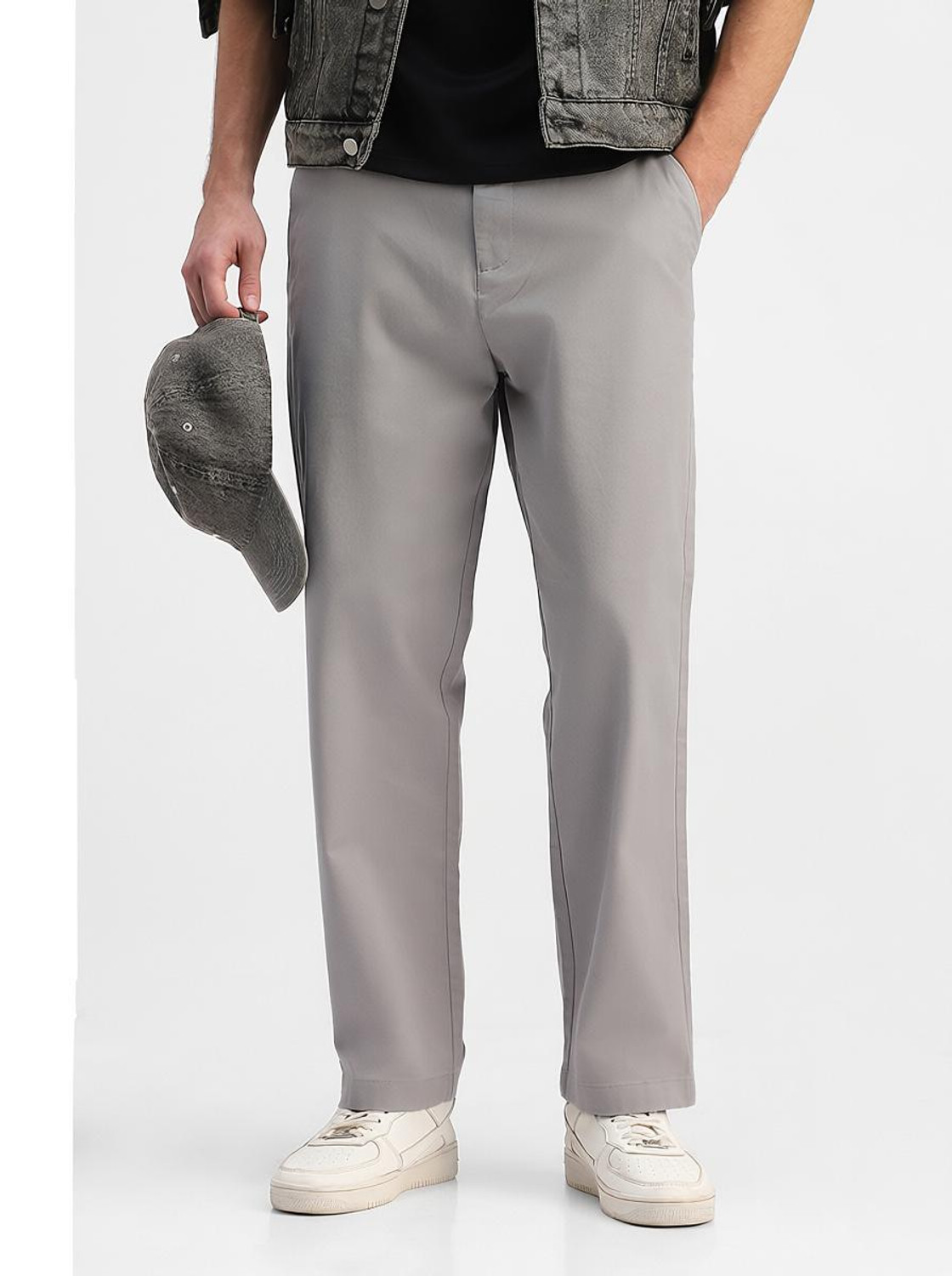 Snitch Relaxed Men Grey Trousers