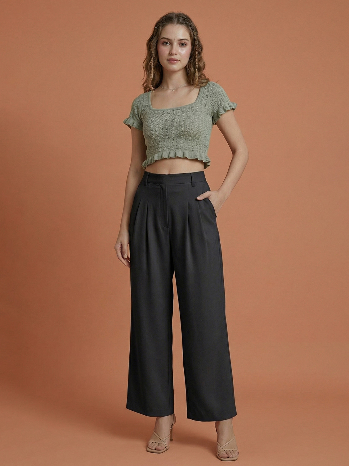 Image of DE TRENDZ Loose Fit Women Black Trousers