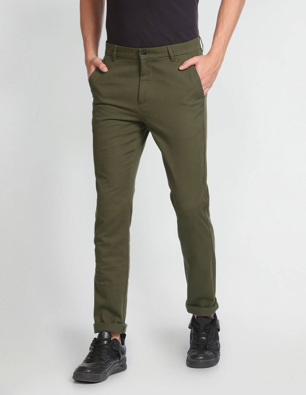 Arrow Sport Slim Fit Men Green Trousers