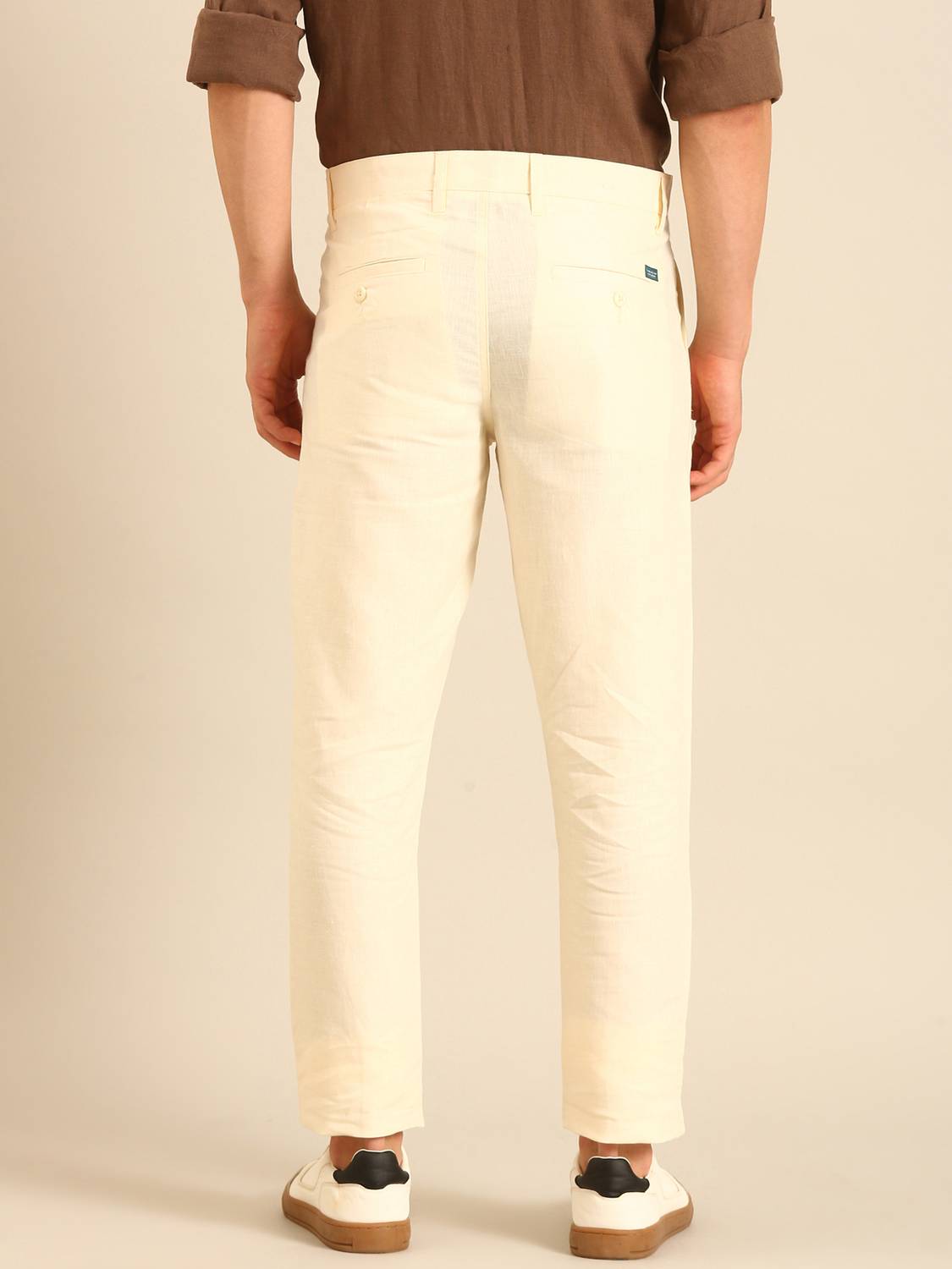 Linen Club Slim Fit White Trousers - Image 4