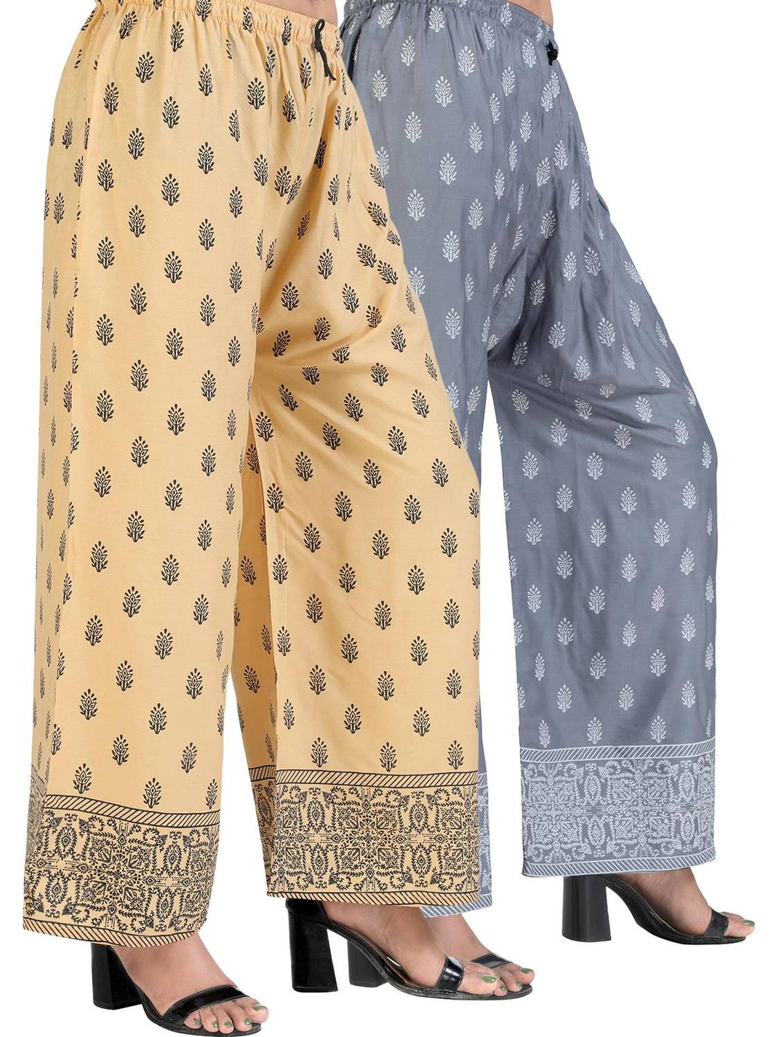 4K FASHION Relaxed Women Beige, Grey Trousers