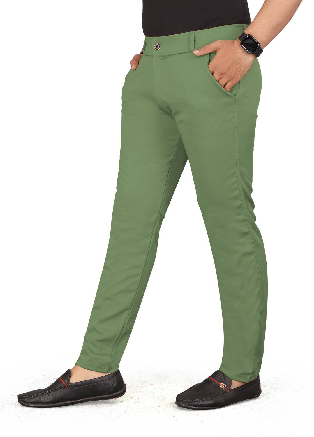 Alvindesigner Slim Fit Men Green Trousers