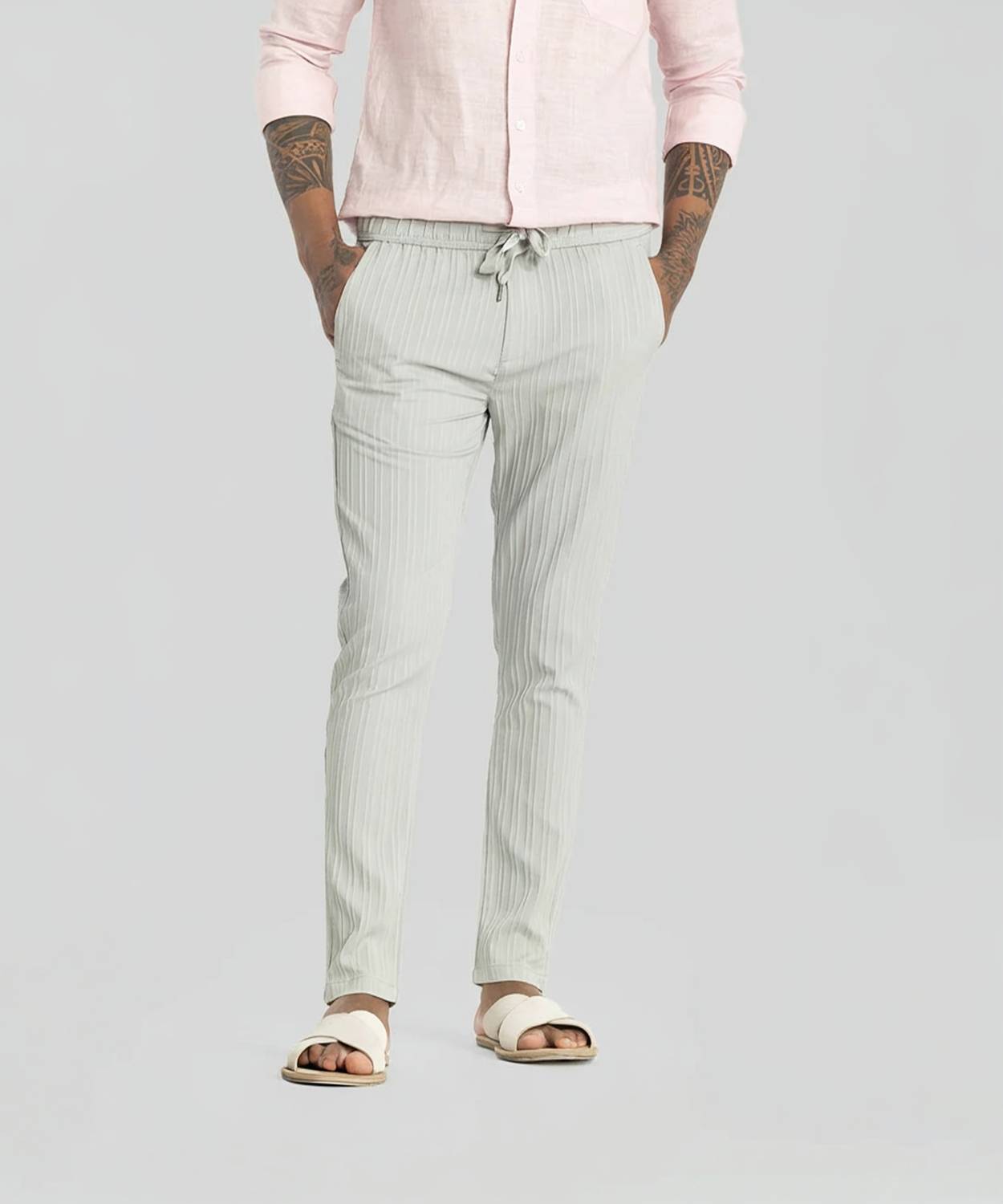 Snitch Slim Fit Men Grey Trousers