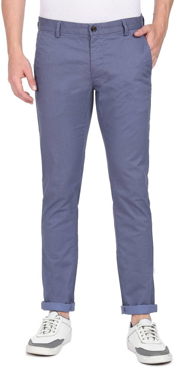 Arrow Newyork Slim Fit Men Blue Trousers