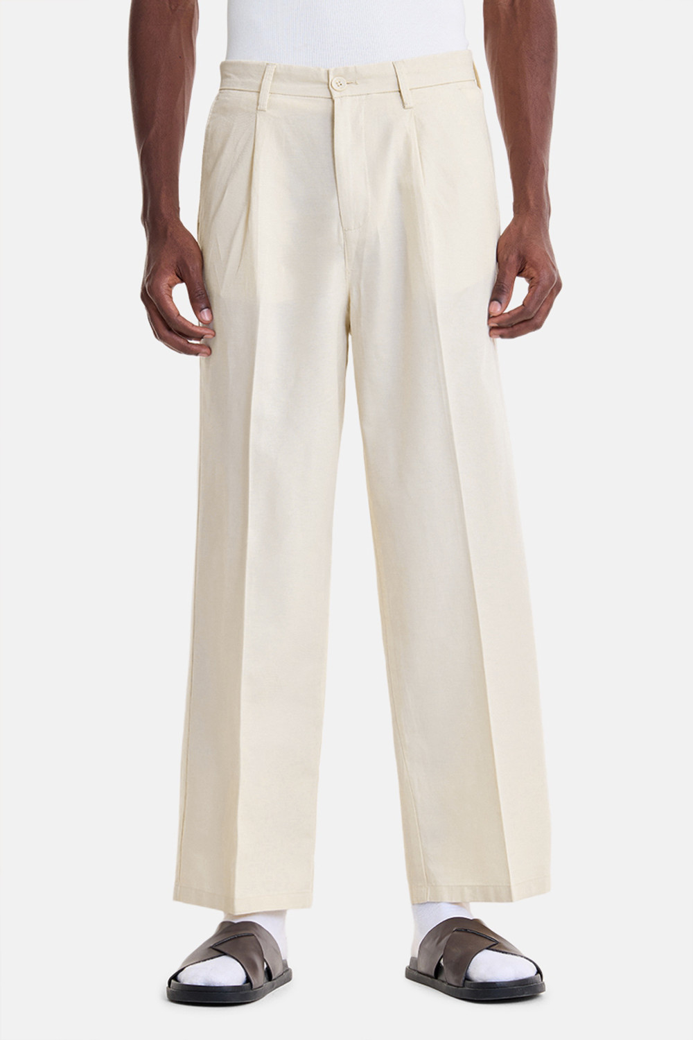Image of Snitch Relaxed Men Cream Trousers