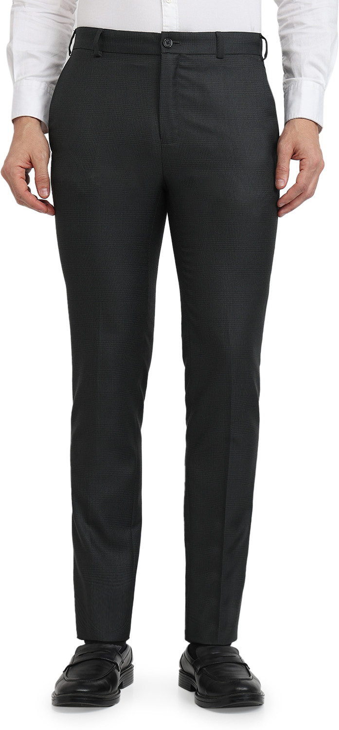 Image of Raymond Slim Fit Men Grey Trousers