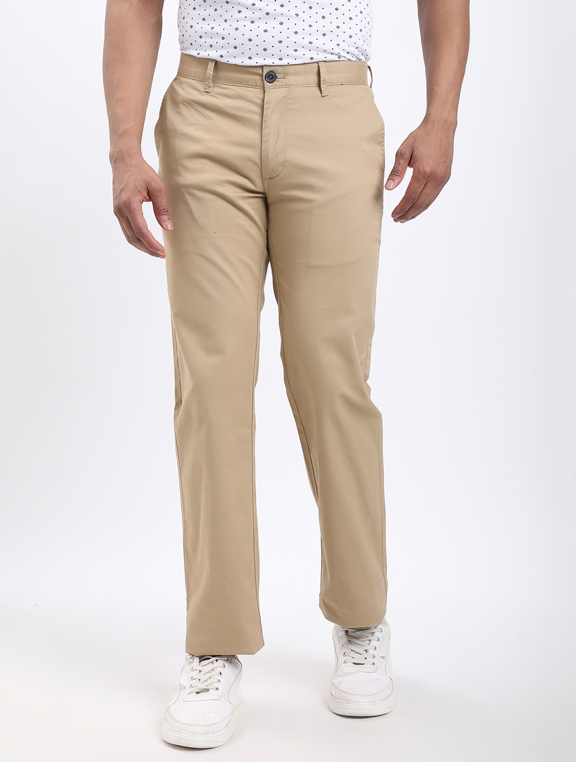 INDIAN TERRAIN Regular Fit Men Khaki Trousers
