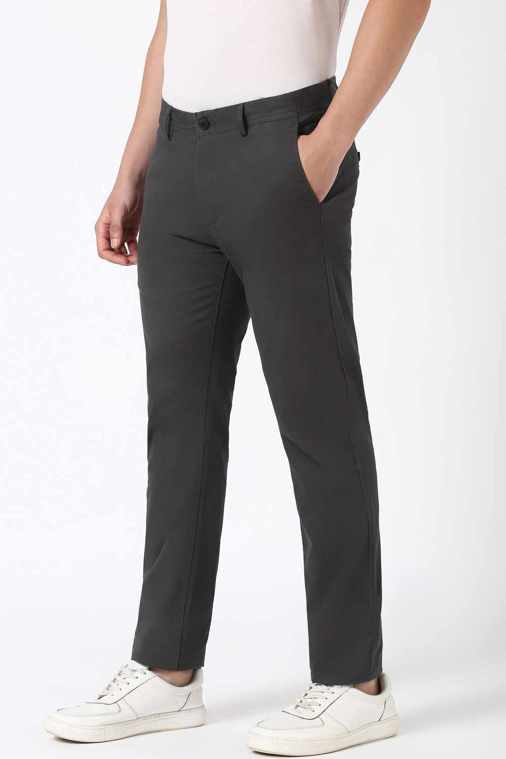 Image of PETER ENGLAND Regular Fit Men Green Trousers