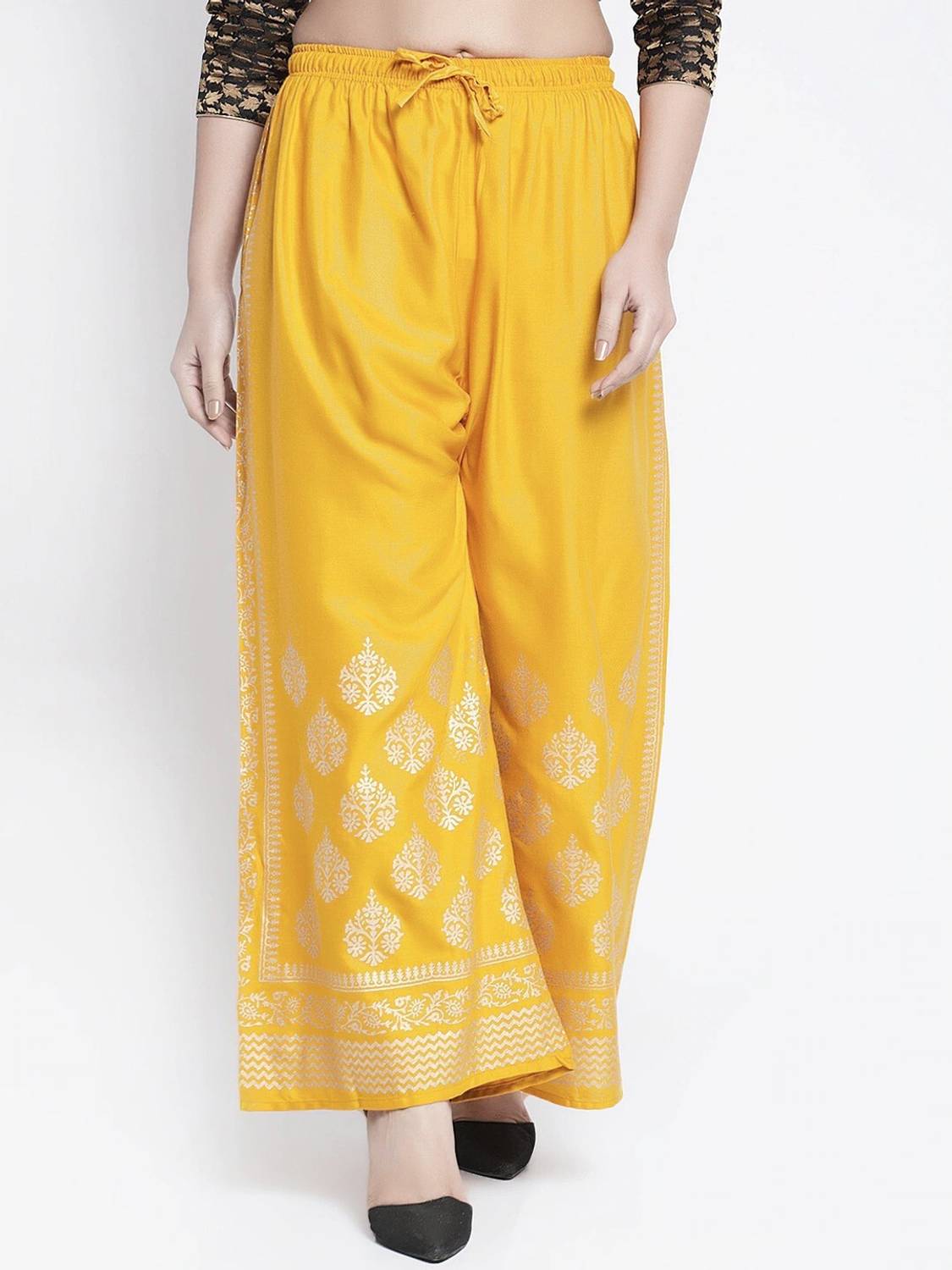 OMAYA Flared Women Yellow Trousers