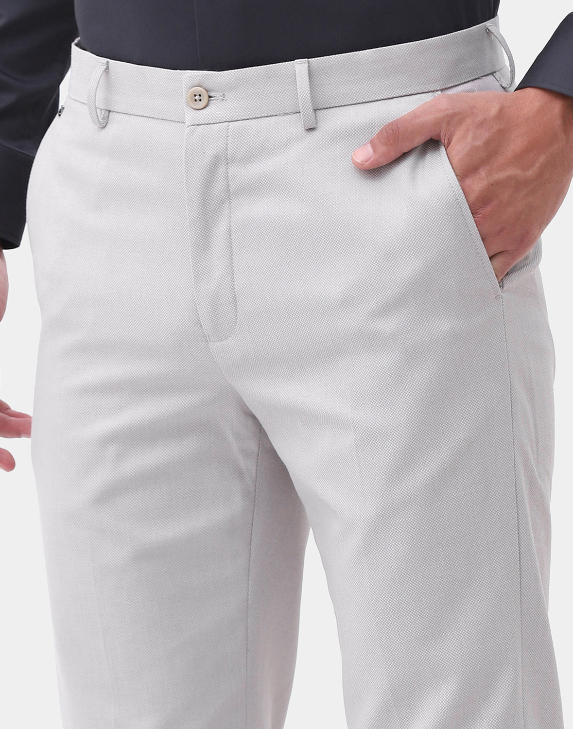 Image of Blackberrys Slim Fit Men Grey Trousers