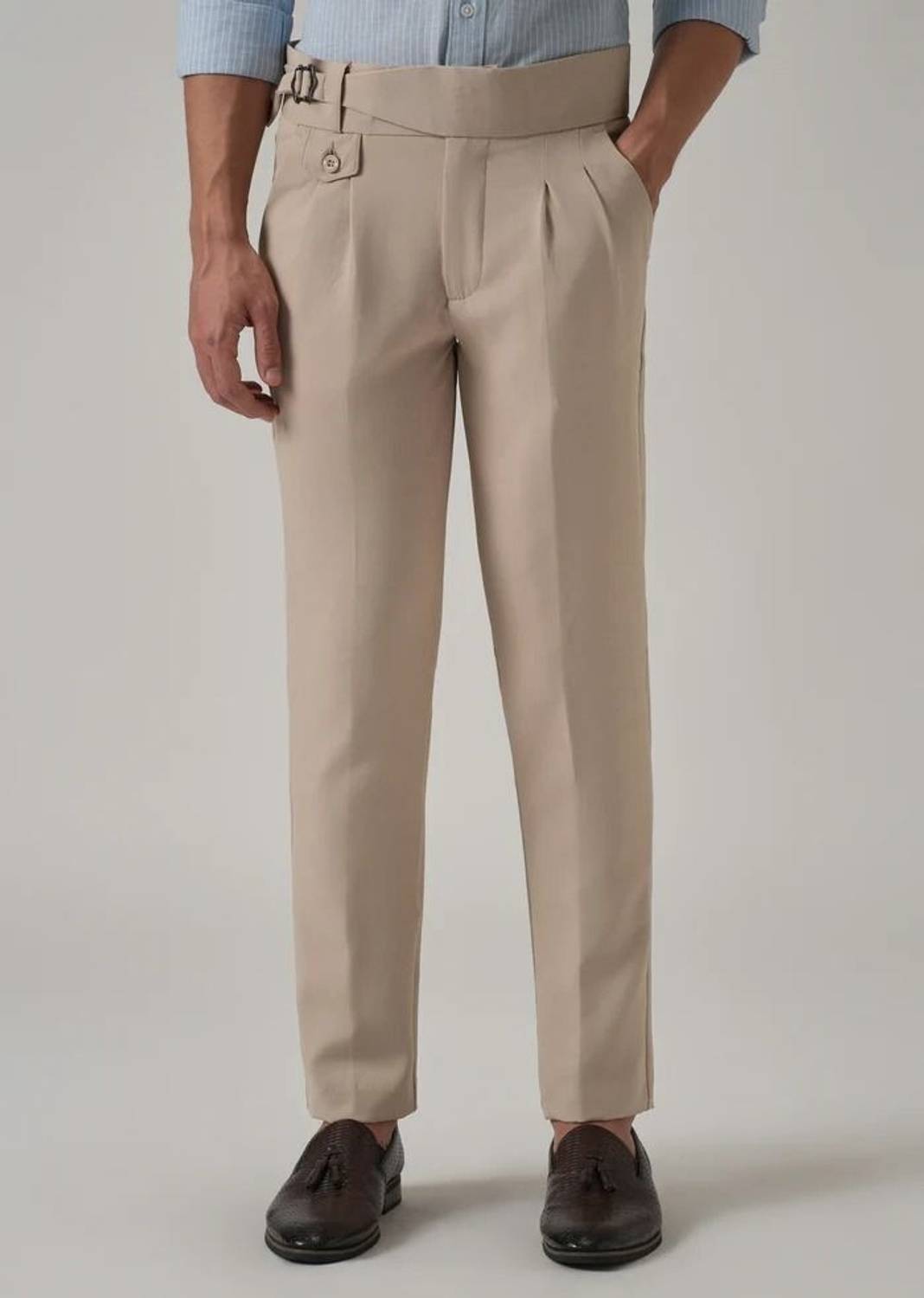 SKENJEL Regular Fit Men Beige Trousers - Image 3