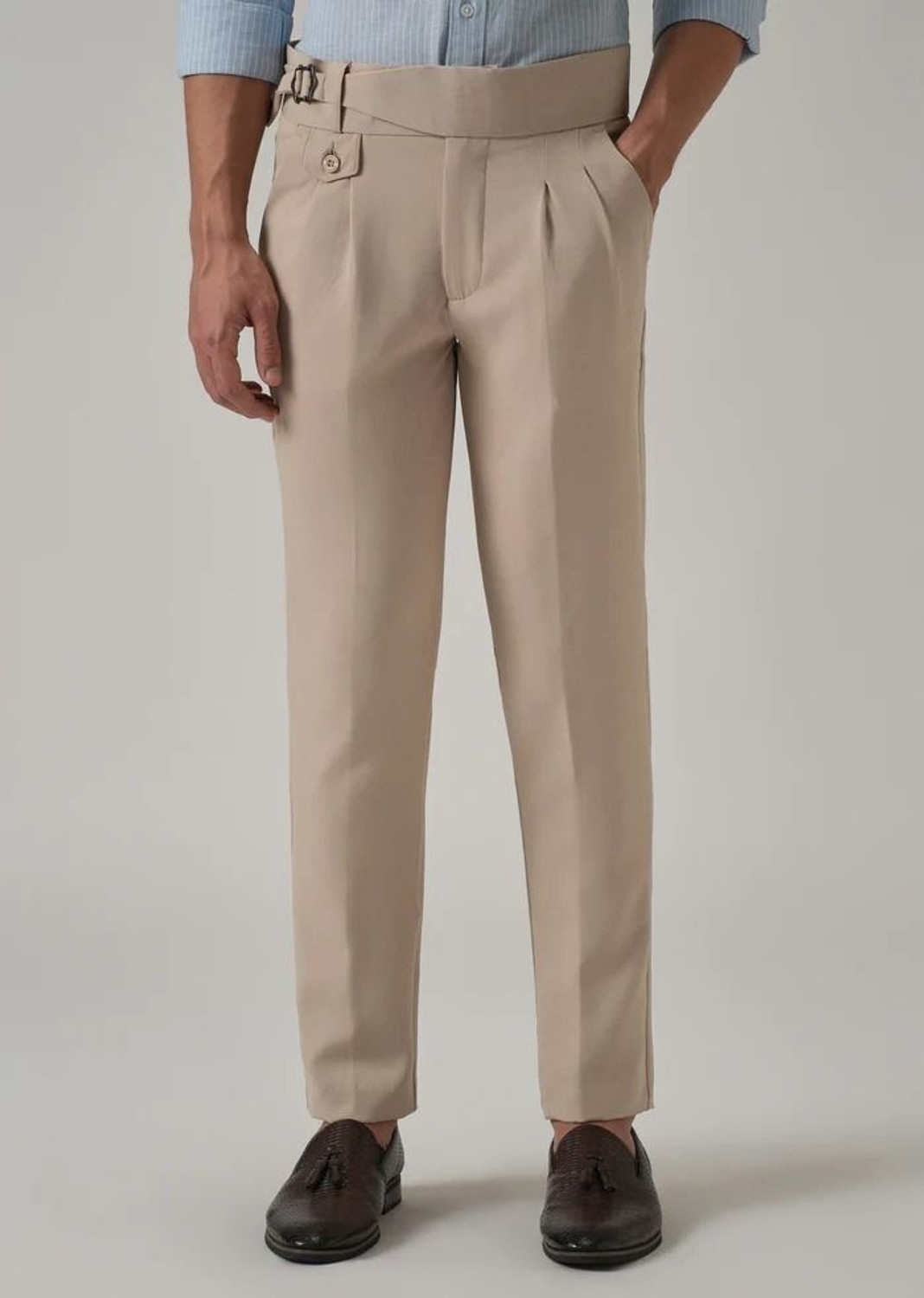 Image of SKENJEL Regular Fit Men Beige Trousers