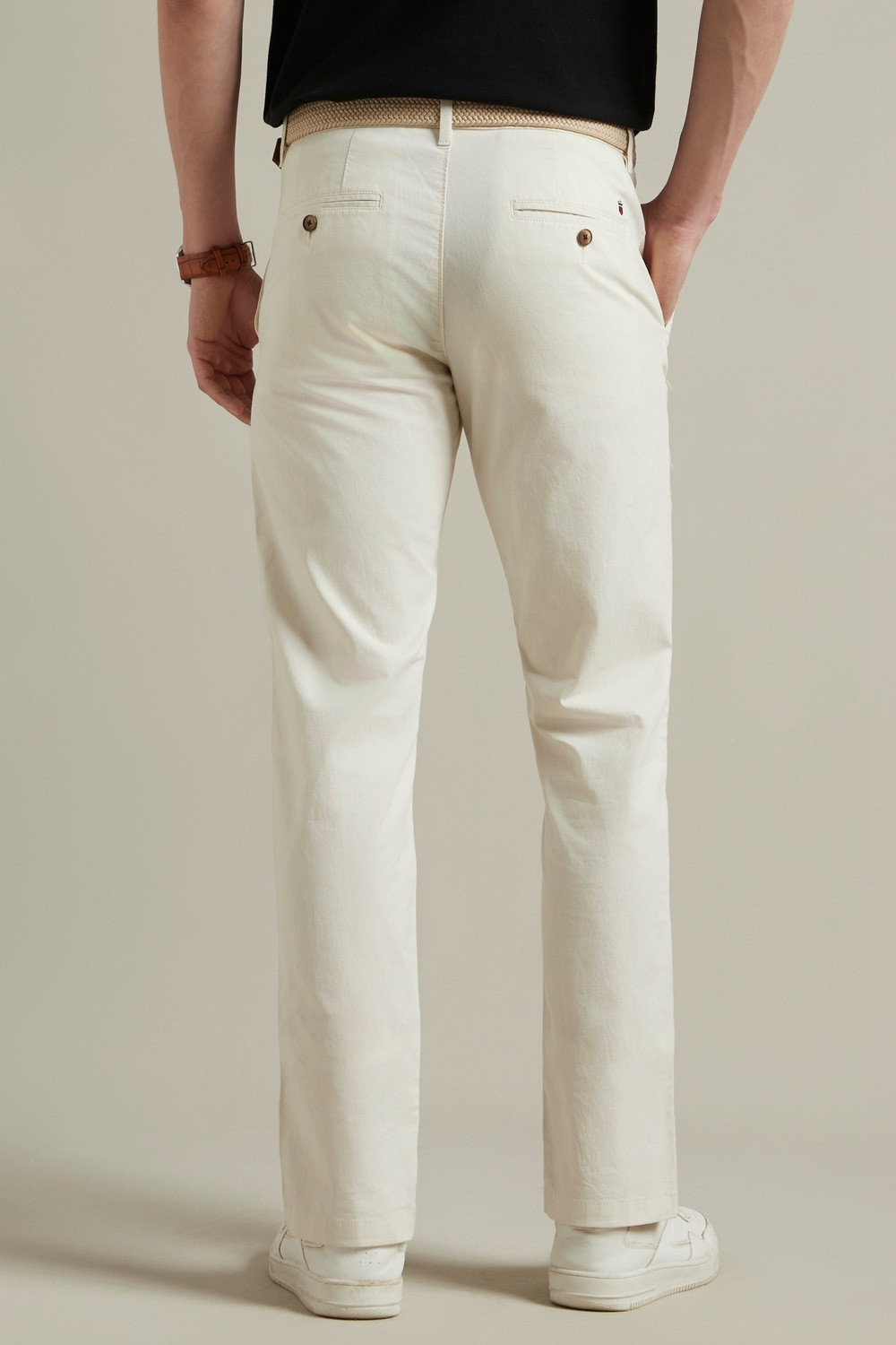 Image of LOUIS PHILIPPE Slim Fit Men White Trousers