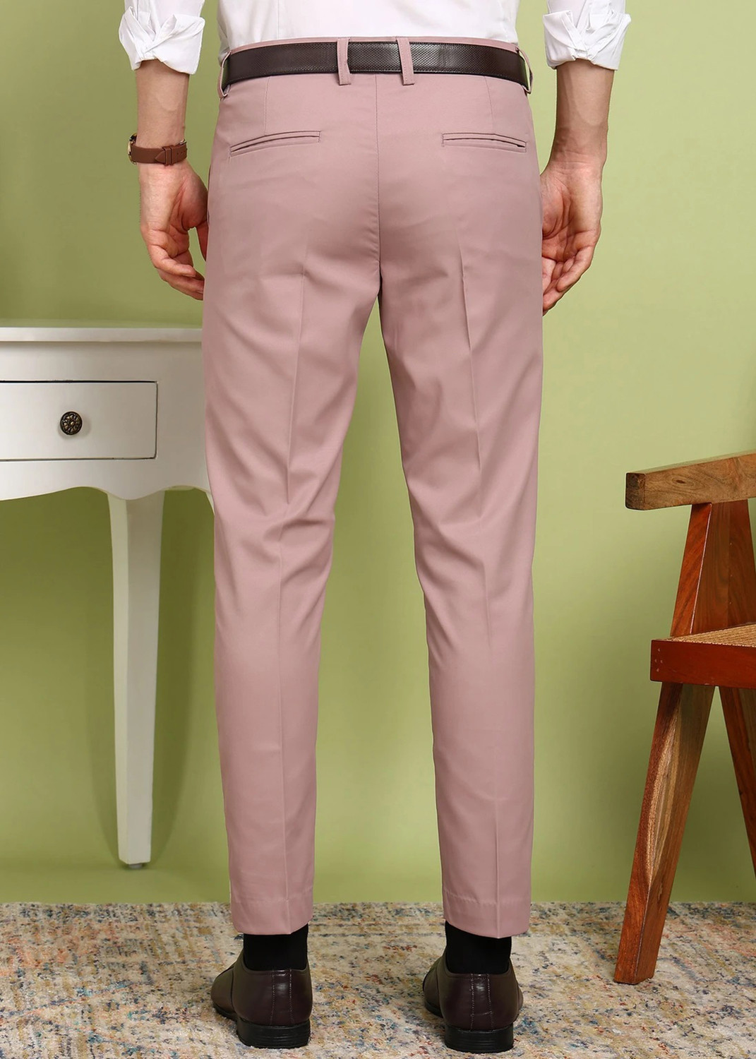 Image of FUBAR Regular Fit Men Pink Trousers