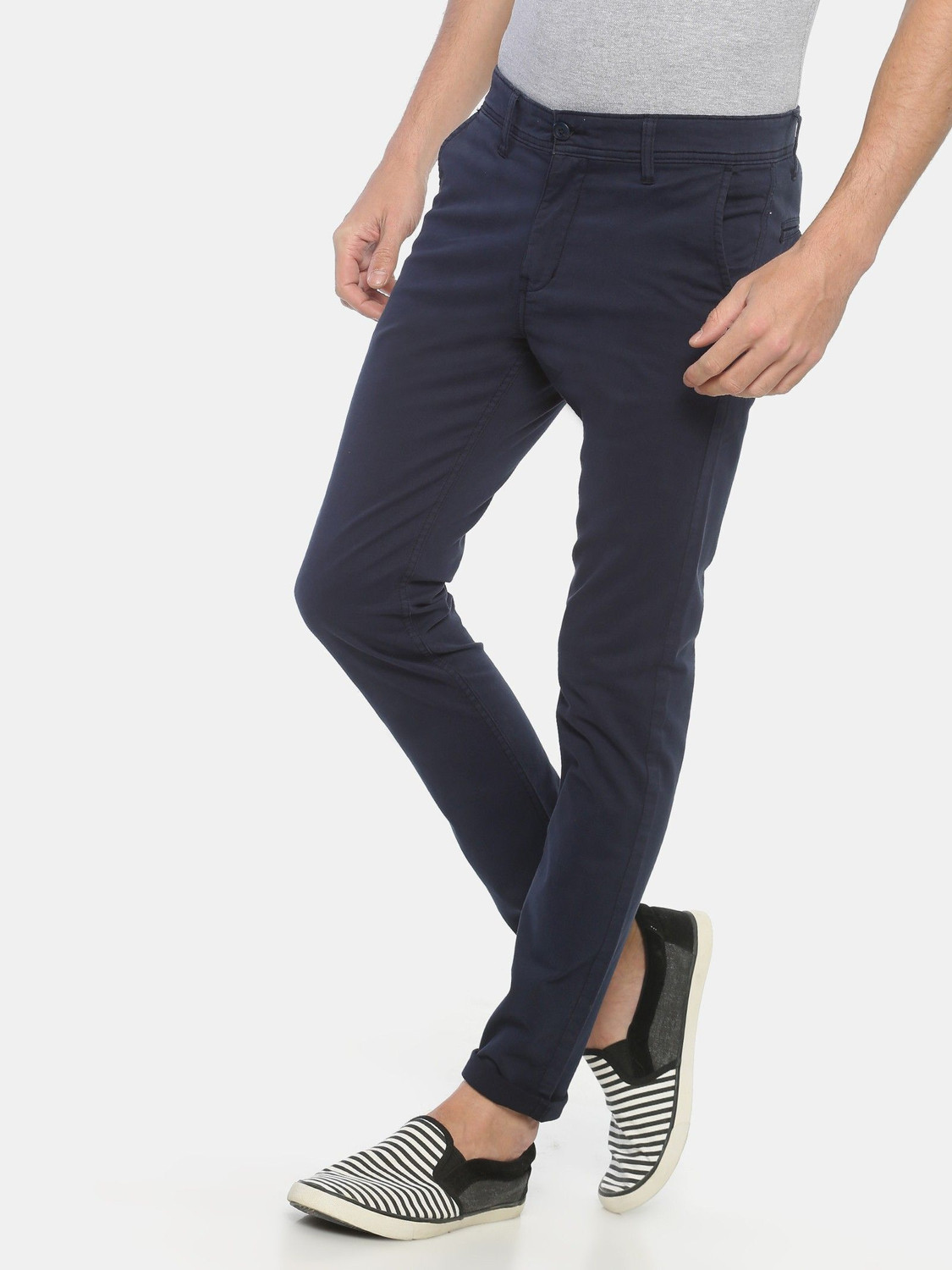 Image of VROJASS Slim Fit Men Blue Trousers