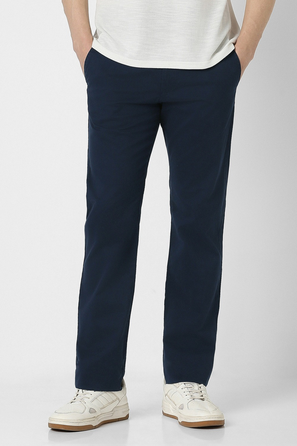 Image of PETER ENGLAND Slim Fit Men Dark Blue Trousers