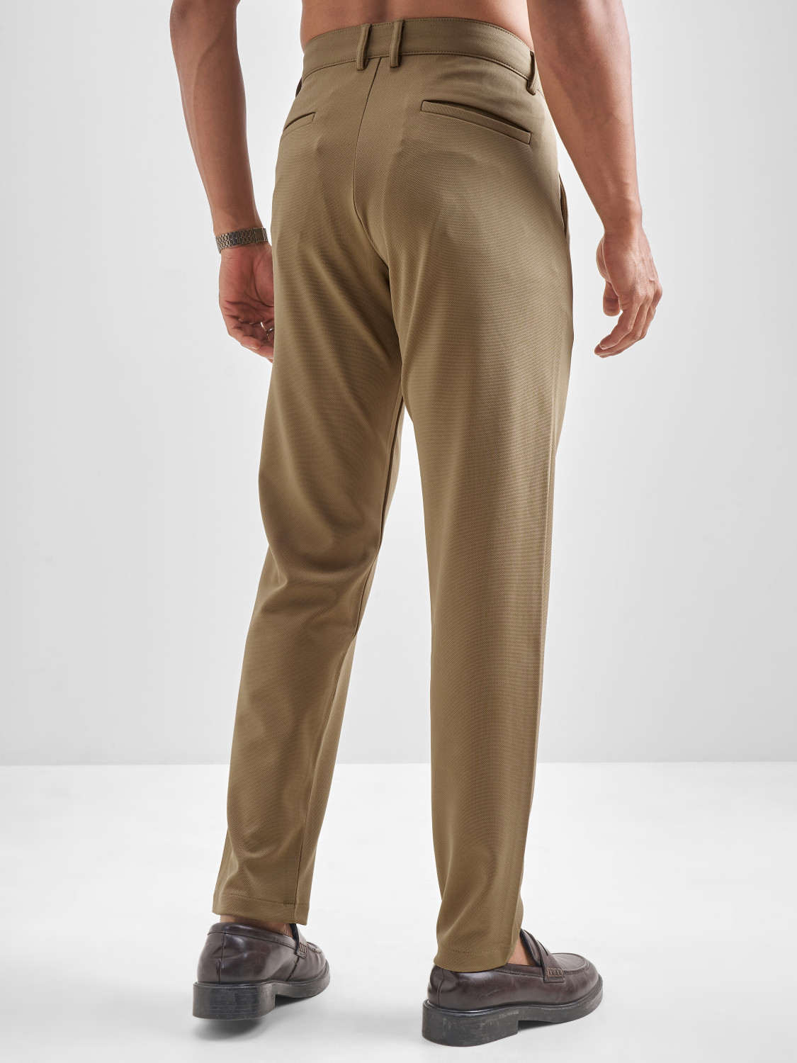Image of HIGHLANDER Slim Fit Men Khaki Trousers