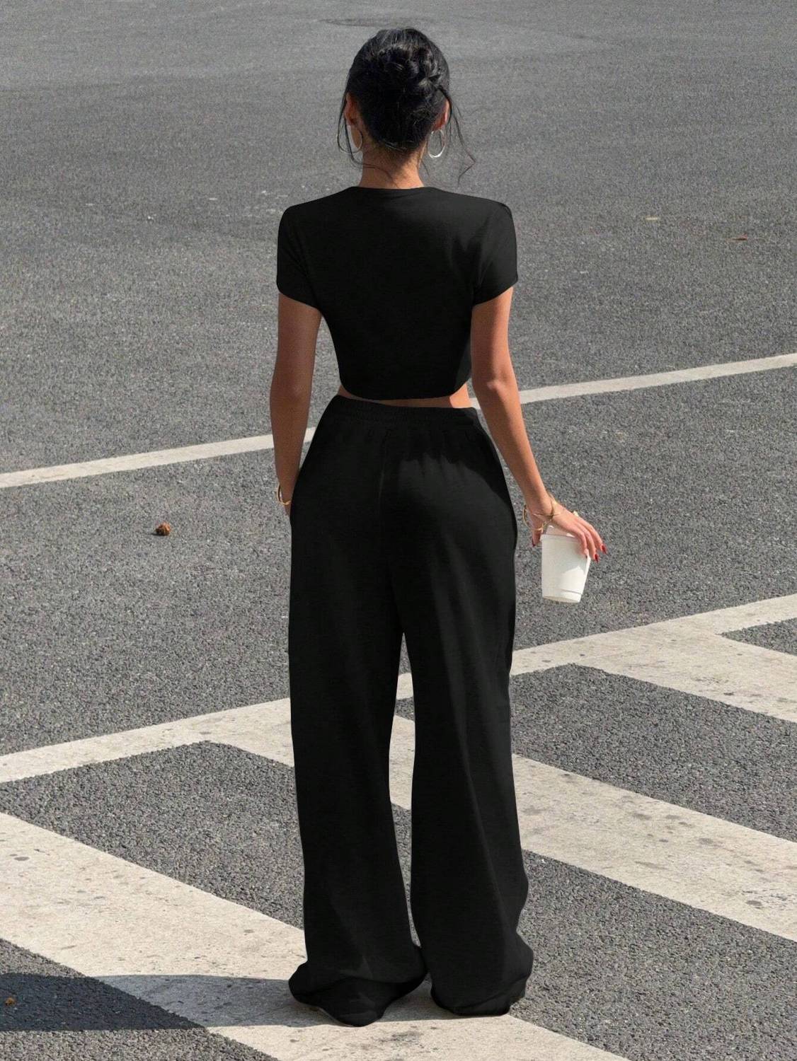 Else & What Loose Fit Women Black Trousers - Image 2