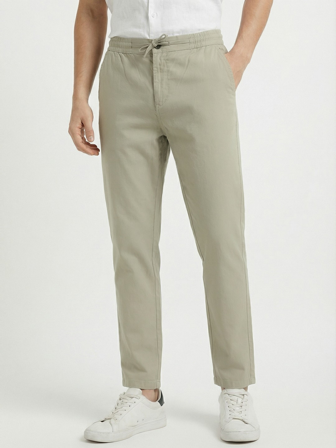 Image of PROVOGUE Slim Fit Men Light Green Trousers