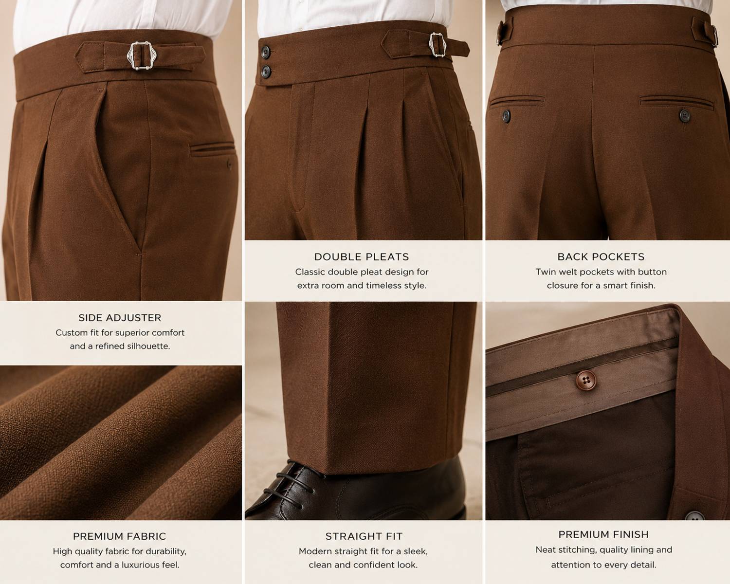AKAZ Straight Fit Men Brown Trousers - Image 4