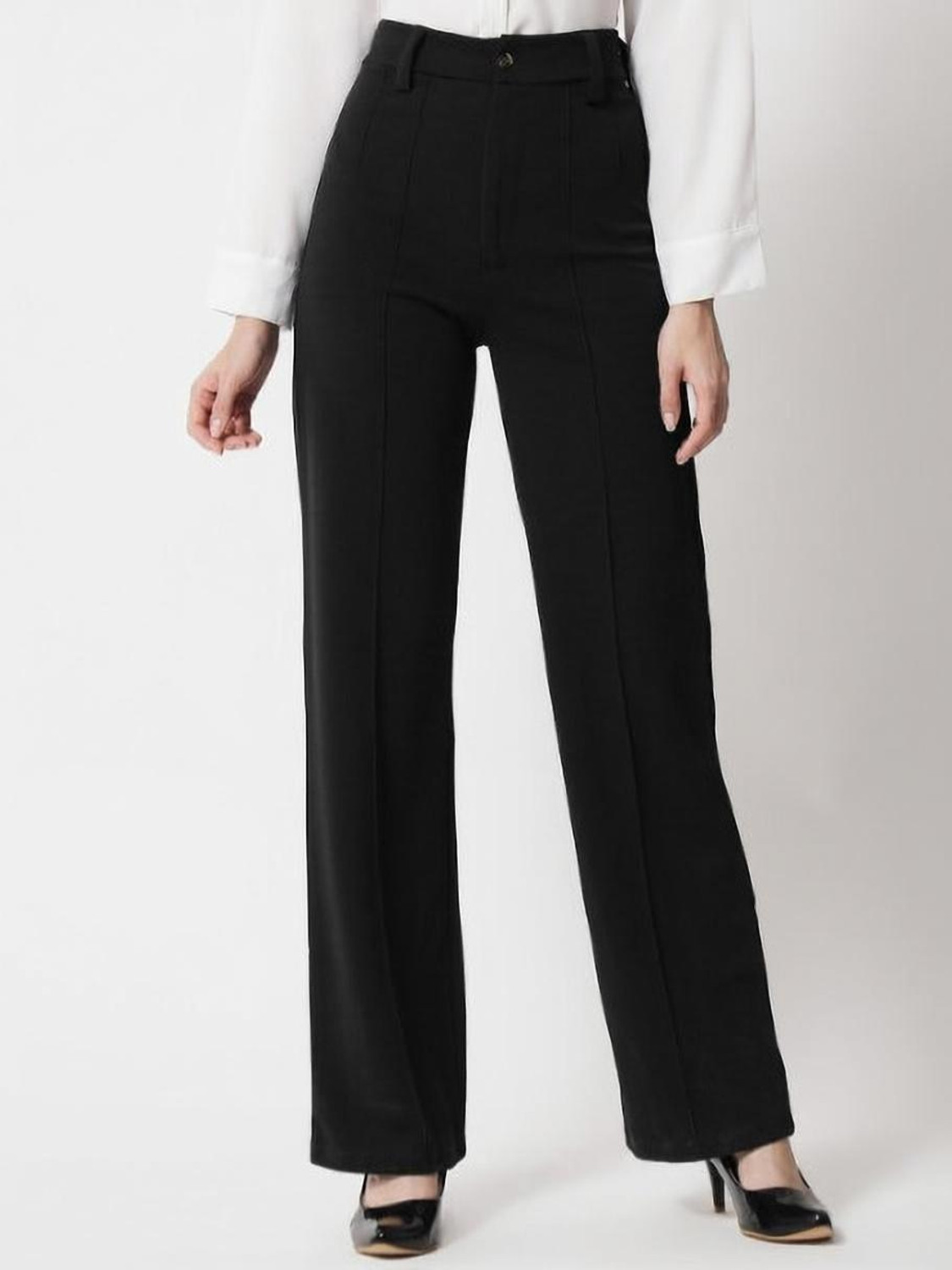 Image of BELWELL Regular Fit Women Black Trousers