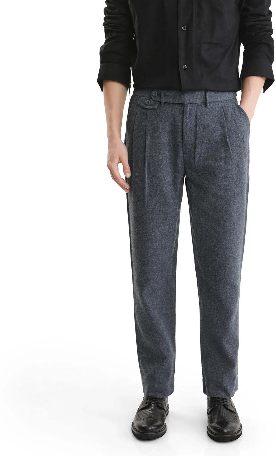 Image of RARE RABBIT Regular Fit Men Dark Blue Trousers