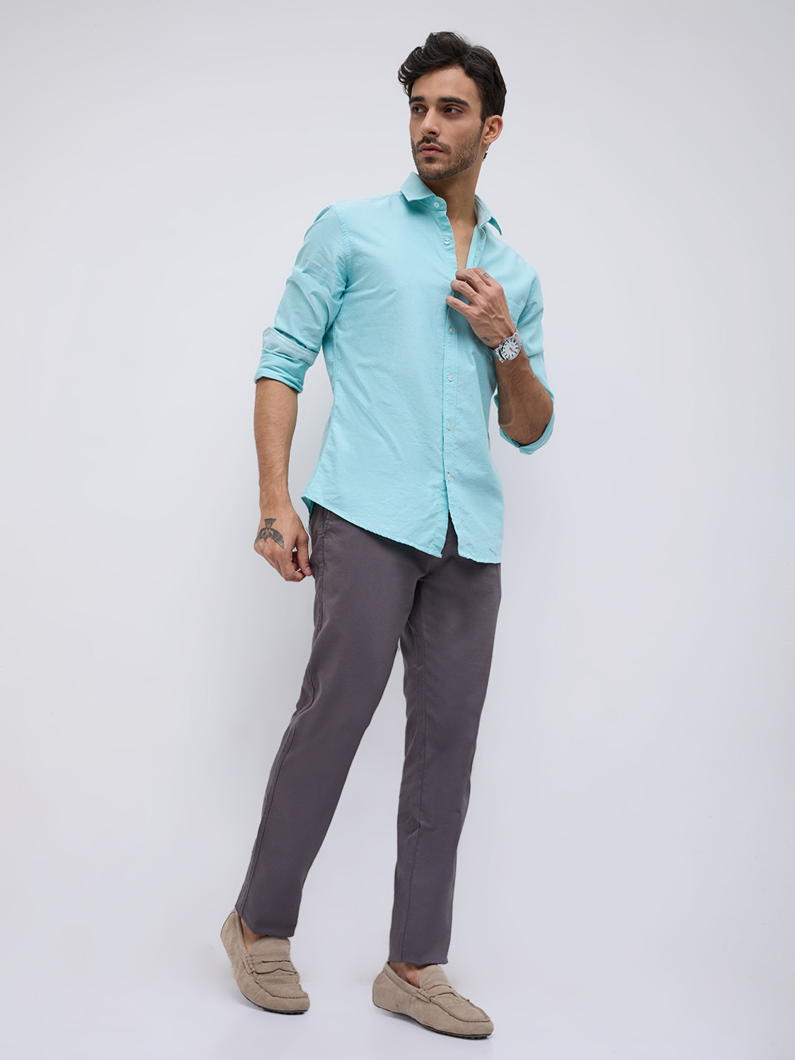 Image of KILLER Slim Fit Men Grey Trousers