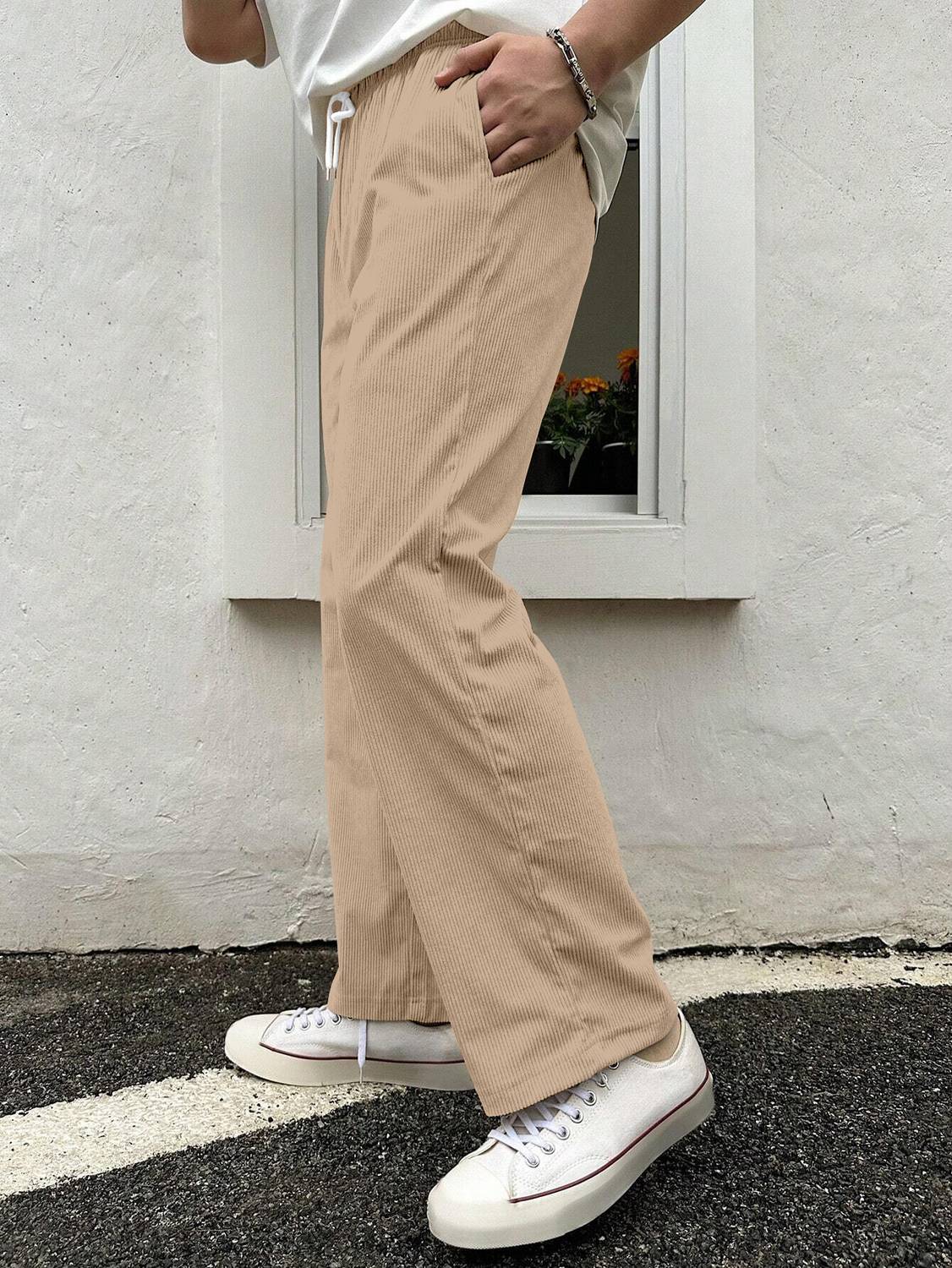 COMBRAIDED Loose Fit Men Beige Trousers - Image 4