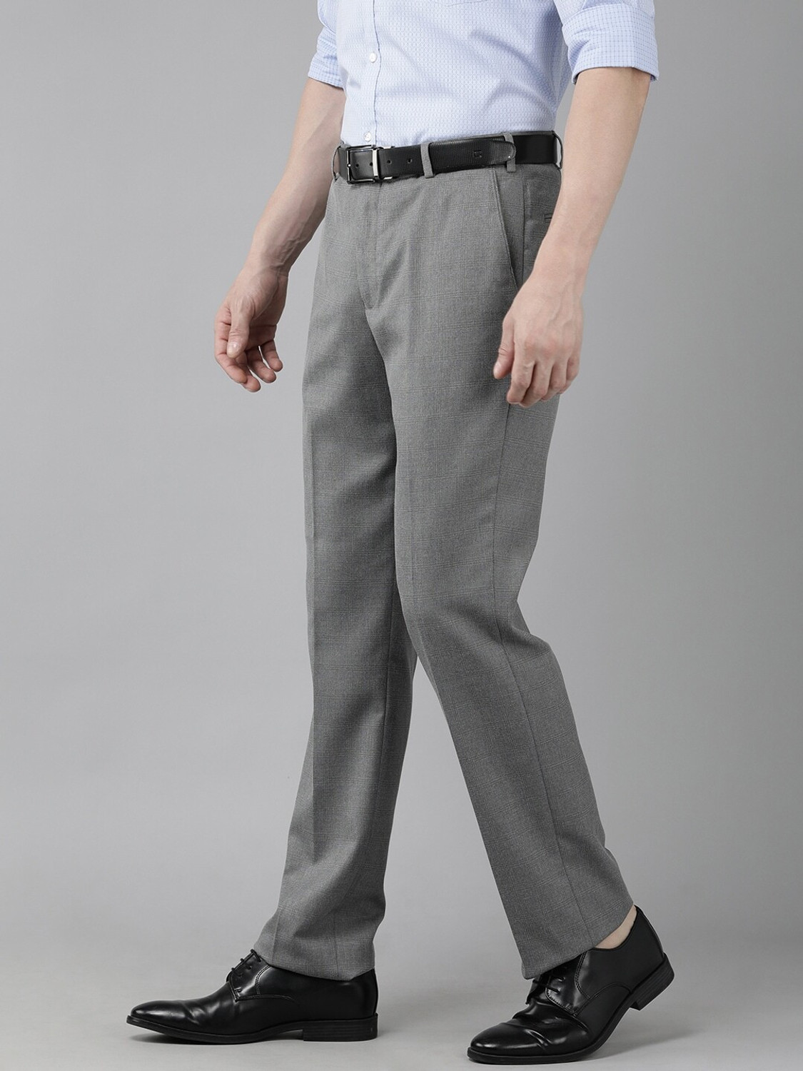 Image of PARK AVENUE Regular Fit Men Grey Trousers