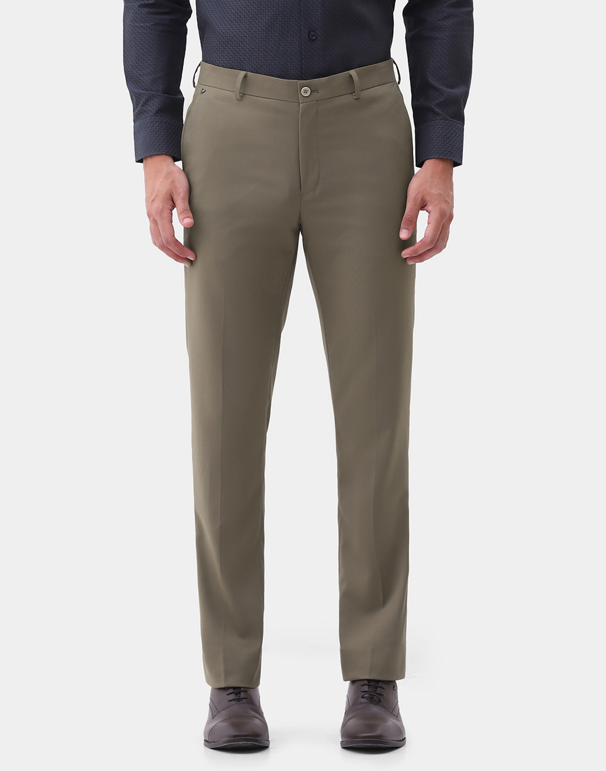 Image of Blackberrys Slim Fit Men Green Trousers