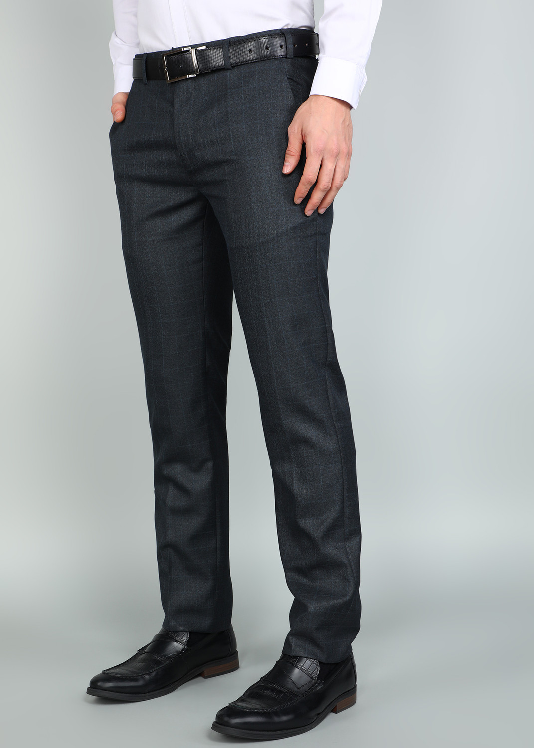Image of Raymond Slim Fit Men Dark Blue Trousers