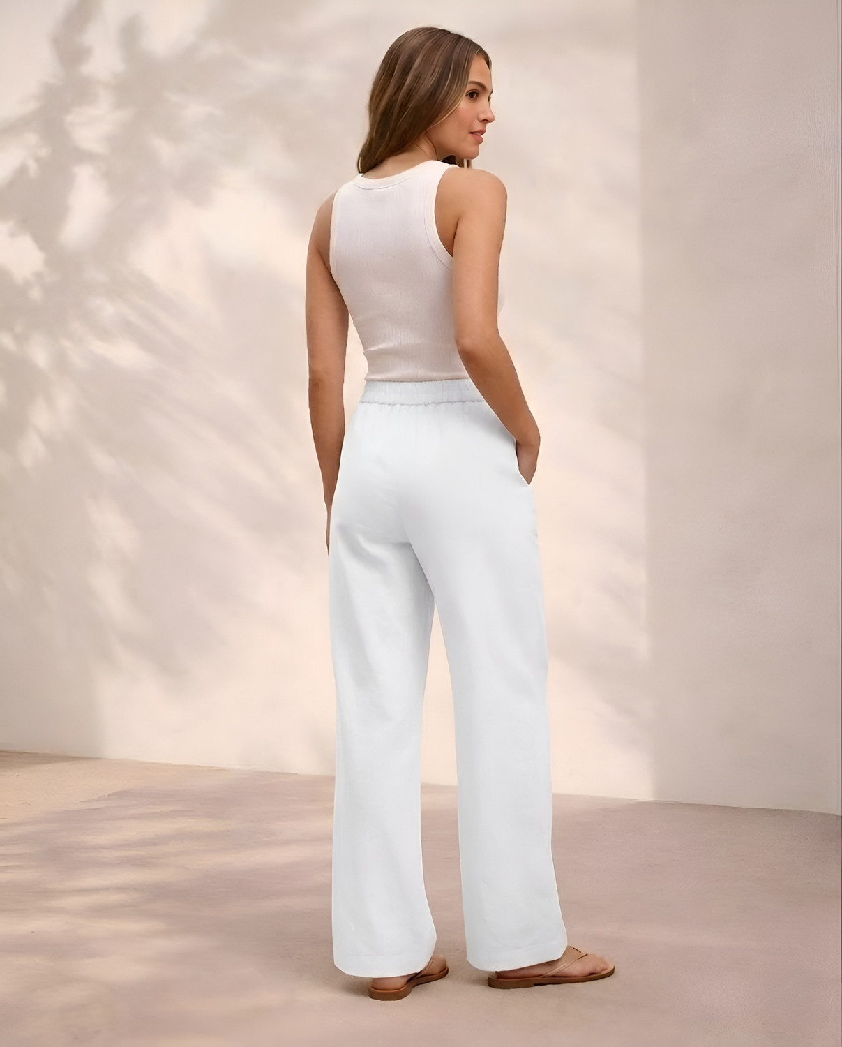 Image of Moda Rapido Comfort Fit Women White Trousers