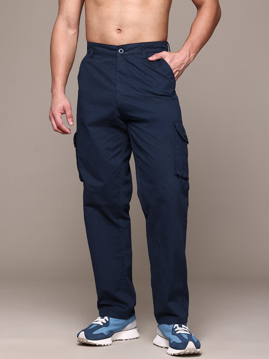 Image of Roadster Straight Fit Men Blue Trousers