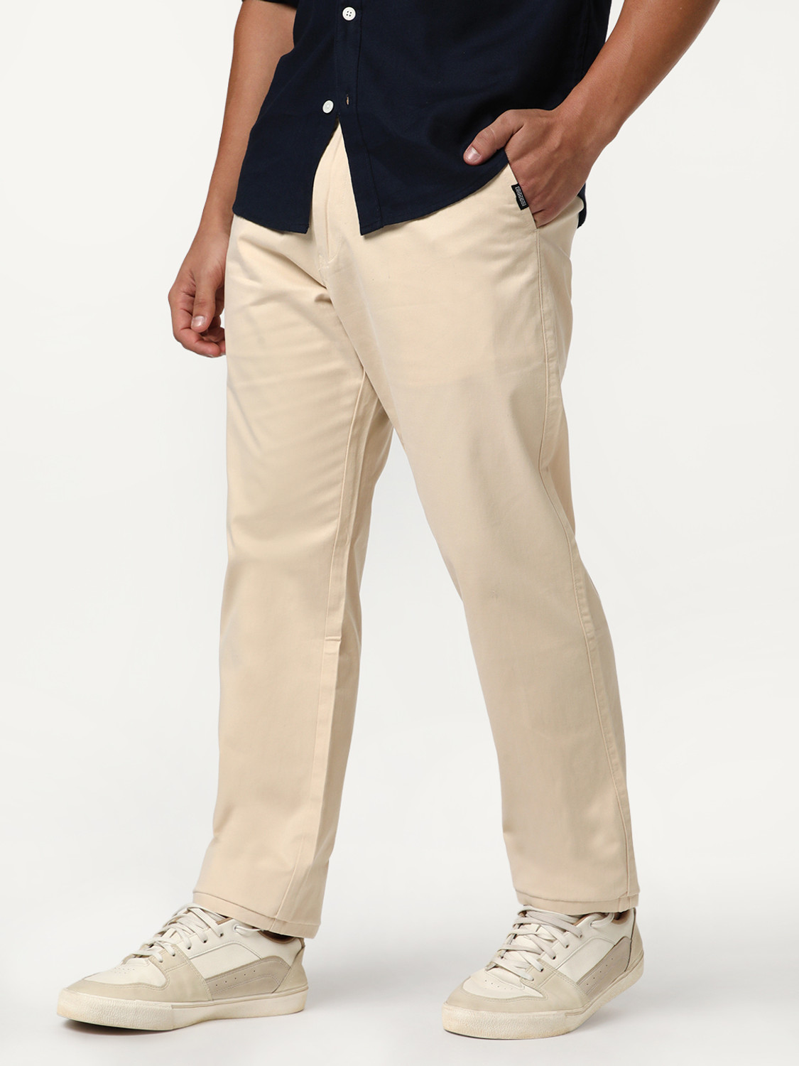 Image of Urbano Fashion Straight Fit Men Beige Trousers